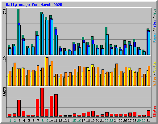Daily usage for March 2025