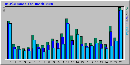 Hourly usage for March 2025